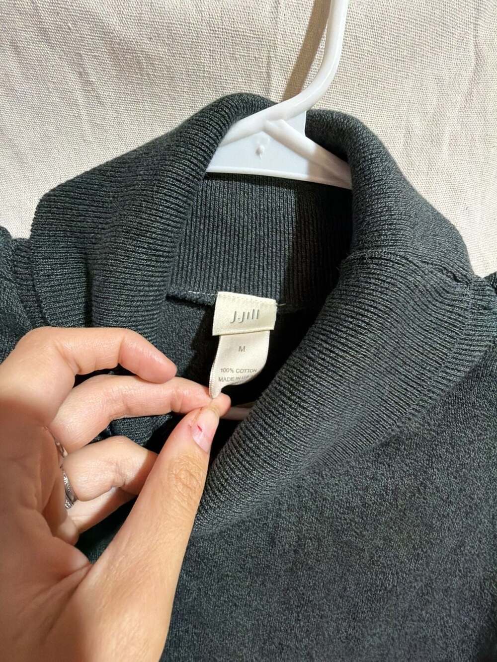 NWT J.Jill Cotton Turtleneck Sweater Dress Heather Charcoal Grey Medium New - Picture 3 of 6